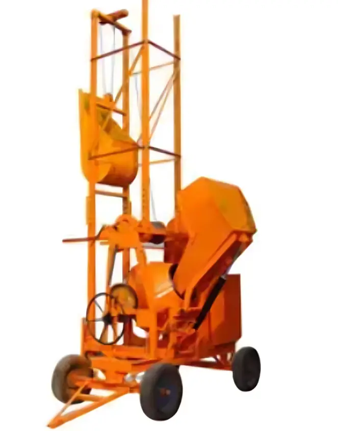 Mixer Lift with Hydraulic Hopper side view